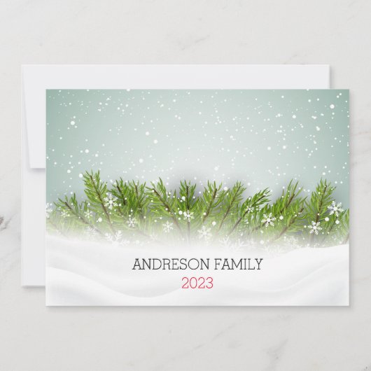 Moderne kerst feestelijke DOWNLOAD Snowy Kaart (Achterkant)