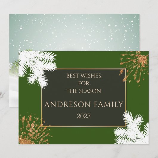 Moderne kerst feestelijke DOWNLOAD Snowy Kaart (Voorkant / Achterkant)