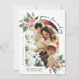 Moderne Kerst Foto Boog Watercolor Hulst Feestdagenkaart