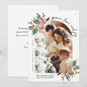 Moderne Kerst Foto Boog Waterverf Hulst Feestdagenkaart (Voorkant / Achterkant)