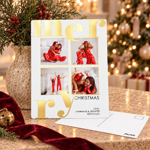 Moderne Kerst Foto Collage Folie Feestdagen Briefkaart