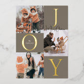 Moderne Kerst foto collage Folie Feestdagenkaart (Voorkant)