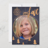 Moderne kerst foto faux metallic koper marine feestdagenkaart (Voorkant)