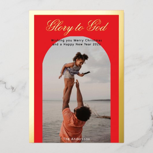 Moderne kerst foto folie Vakantie Kaart (Voorkant)