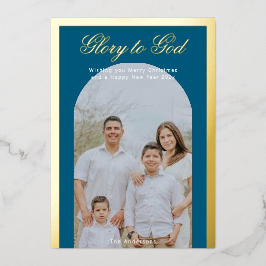 Moderne kerst foto folie Vakantie Kaart (Voorkant)