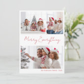 Moderne Kerst Foto in het Rood Feestdagenkaart (Staand voorkant)