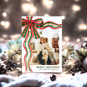 Moderne Kerst Foto Kaart met Plaid