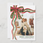Moderne Kerst Foto Kaart met Plaid (Voorkant)