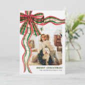 Moderne Kerst Foto Kaart met Plaid (Staand voorkant)