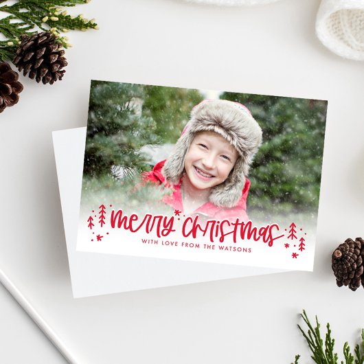 Moderne Kerst Foto Kaart Winter Doodles