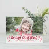 Moderne Kerst Foto Kaart Winter Doodles (Staand voorkant)