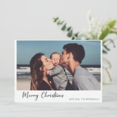 Moderne Kerst Foto met Handgeschreven Schrift Feestdagenkaart (Staand voorkant)