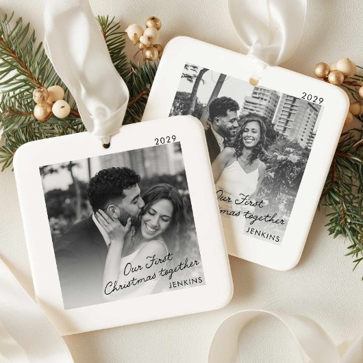 Moderne Kerst Foto Ornament Onze Eerste Kerst Same
