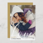 Moderne Kerst Foto Script Love Chic Feestdagenkaart (Voorkant / Achterkant)