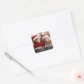 Moderne Kerst Foto Sticker met Merry and Bright (Envelop)