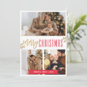 Moderne Kerst Foto Trendy Feestdagenkaart (Staand voorkant)