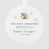 Moderne kerst gehuwde fotokeramiek ornament (voorkant)