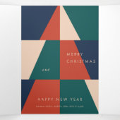 Moderne Kerst Geometrie Drieluik Wenskaart (Binnenkant midden)