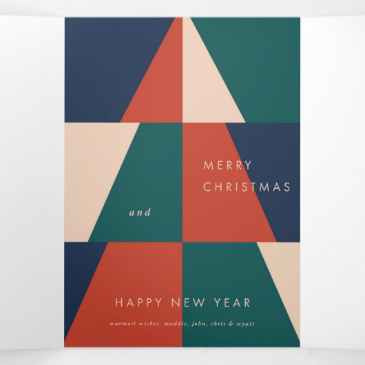 Moderne Kerst Geometrie Drieluik Wenskaart (Binnenkant midden)