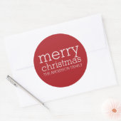Moderne kerst - gewoon rood en wit ronde sticker (Envelop)