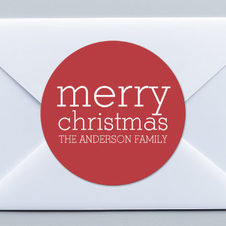 Moderne kerst - gewoon rood en wit ronde sticker