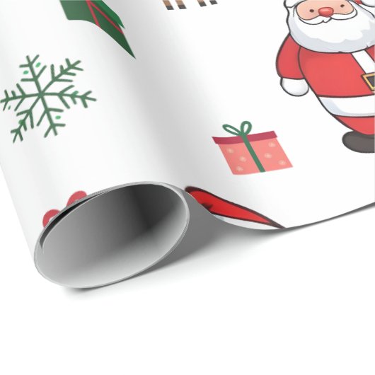 Moderne Kerst GingerbreadMannen Santa Deer Snowman Cadeaupapier (Rol Hoek)