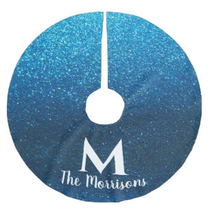 Moderne kerst Glitter Monogram Familienaam Kerstboom Rok