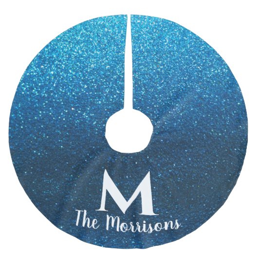 Moderne kerst Glitter Monogram Familienaam Kerstboom Rok (Voorkant)
