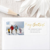 Moderne Kerst Goud & Foto Etiket (Insitu)