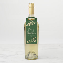 Moderne kerst gouden bladeren op bos groen flessenhanger