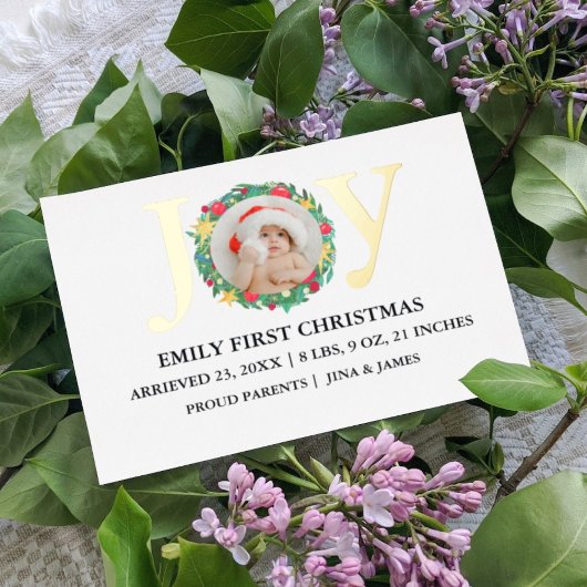 Moderne Kerst Gouden Krans Baby Aankondiging