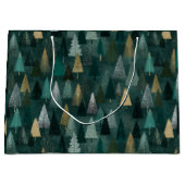 Moderne Kerst Groen & Goud Bomen Cadeautas (Voorkant)