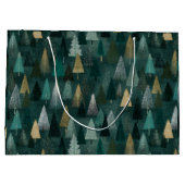 Moderne Kerst Groen & Goud Bomen Cadeautas (Achterkant)