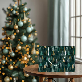 Moderne Kerst Groen & Goud Bomen Cadeautas