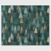 Moderne Kerst Groen & Goud Bomen Inpakpapier (Vlak)