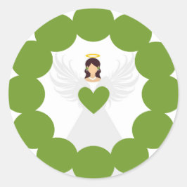 Moderne Kerst Groene Engel Hart Krans Label