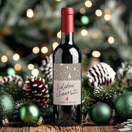 Moderne Kerst Groet Calligraphy Persoonlijk Wijn Etiket