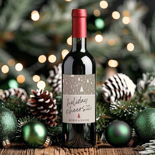 Moderne Kerst Groet Calligraphy Persoonlijk Wijn Etiket