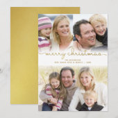 Moderne Kerst Hand Geletterde Gouden Script Foto Feestdagenkaart (Voorkant / Achterkant)