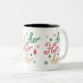 Moderne kerst Ho Ho Ho Script Patroon Tweekleurige Koffiemok (Voorkant rechts)