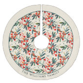 Moderne kerst Holly bessen gepersonaliseerd Kerstboom Rok (Voorkant)