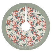 Moderne kerst Holly bessen gepersonaliseerd Kerstboom Rok (Voorkant)