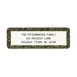 Moderne Kerst Holly Blad Retouradreslabels Etiket