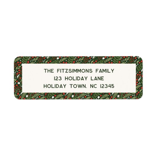 Moderne Kerst Holly Blad Retouradreslabels Etiket (Voorkant)