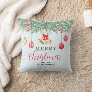 Moderne kerst Holly en rode bessen Kussen