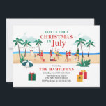 Moderne kerst in juli Feestplezier Kaart<br><div class="desc">Leuke en leuke kerstdagen in juli. Pas deze uitnodiging voor de strandscène aan door op de bovenstaande knop "Personaliseren" te klikken</div>
