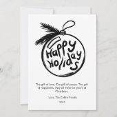 Moderne Kerst in Zwart en Wit Plat Design Feestdagenkaart (Voorkant)