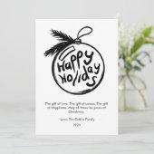 Moderne Kerst in Zwart en Wit Plat Design Feestdagenkaart (Staand voorkant)