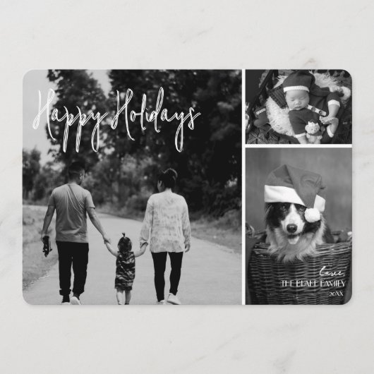 Moderne kerst Kaart | B+W Trendy Collage (Voorkant)