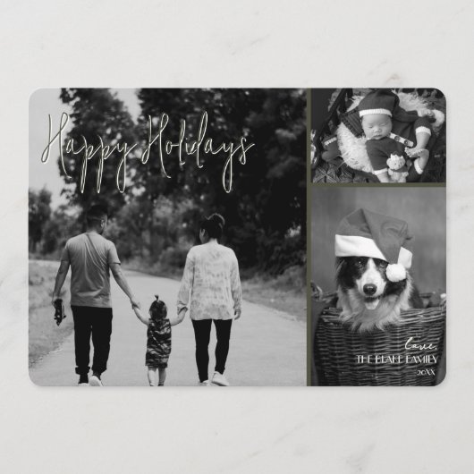 Moderne kerst Kaart | Olive Trendy Collage (Voorkant)